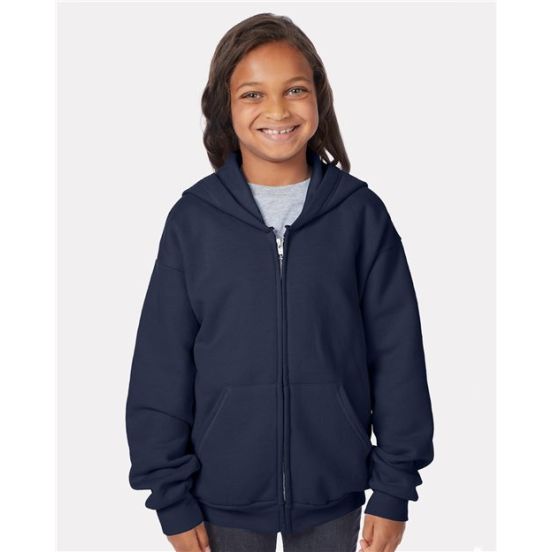 Hanes P480 Youth EcoSmart® Full-Zip Hooded Sweatshirt