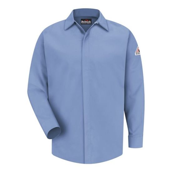 Bulwark SLS2T Men's Tall Concealed-Gripper Pocketless Work Shirt