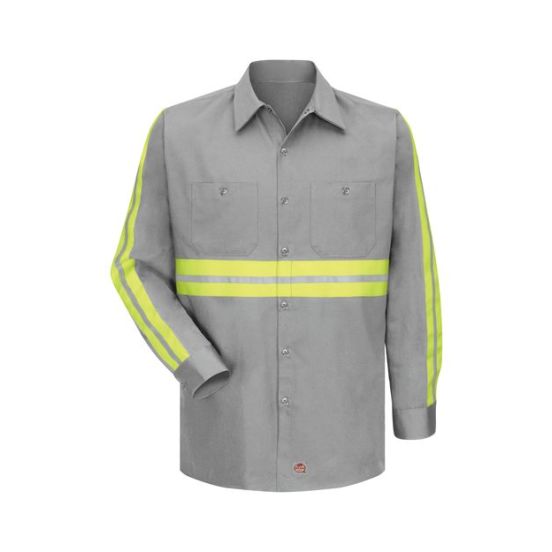Red Kap SC30E Men's Enhanced Visibility Long Sleeve Cotton Work Shirt