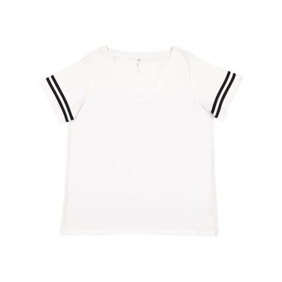 LAT 3837 Women's Curvy Collection Vintage Football T-Shirt