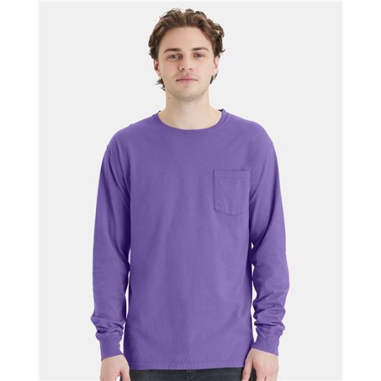 ComfortWash by Hanes GDH250 Unisex Garment-Dyed Long Sleeve T-Shirt With a Pocket