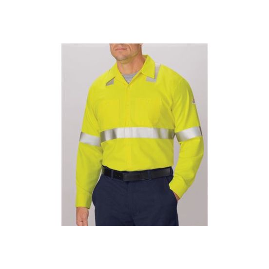Bulwark SMW4T Men's Tall High Visibility Long Sleeve Work Shirt