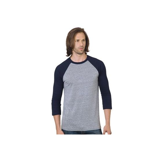 Bayside 9525 Unisex Triblend Three-Quarter Sleeve Raglan T-Shirt