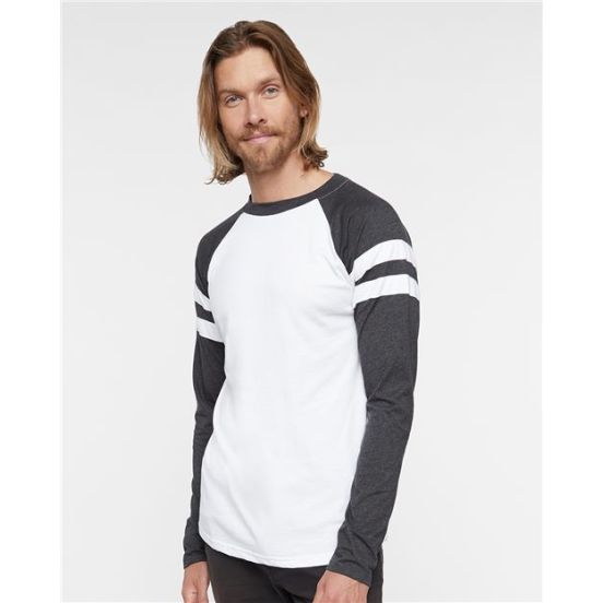 LAT 6934 Unisex Fine Jersey Mash Up Long Sleeve Tee