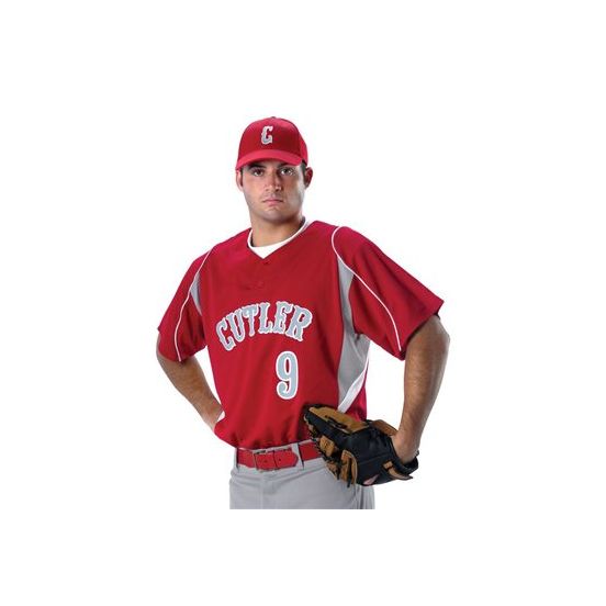 Alleson Athletic 529Y Youth Two Button Henley Baseball Jersey