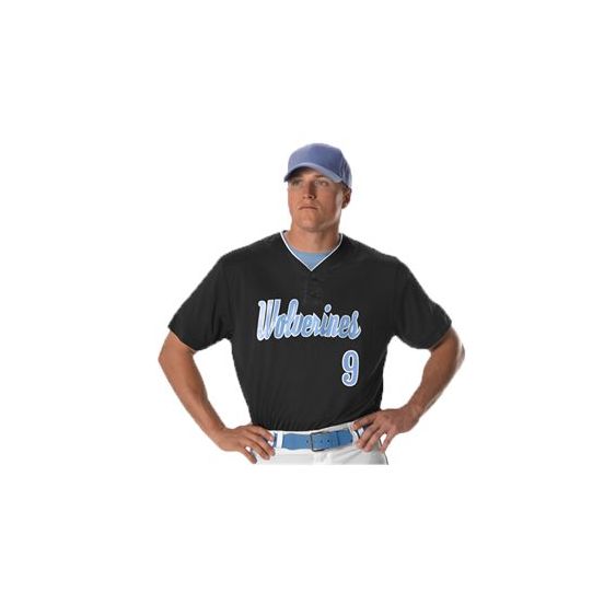 Alleson Athletic 52MTHJ Men's Two Button Mesh Baseball Jersey With Piping