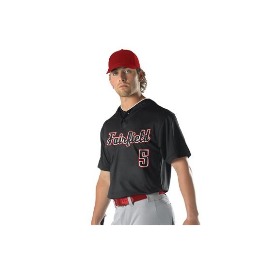 Alleson Athletic 52MTHJY Youth Two Button Mesh Baseball Jersey with Piping