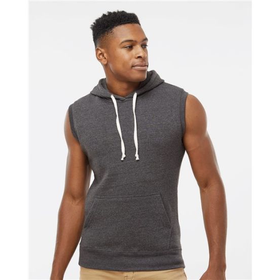 J. America 8877 Men's Triblend Sleeveless Hooded Sweatshirt