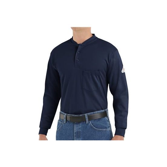 Bulwark SEL2T Men's Tall Long Sleeve Tagless Henley Shirt