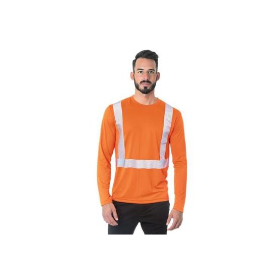Bayside 3740 Unisex USA-Made Hi-Visibility Long Sleeve Performance T-Shirt - Segmented Tape