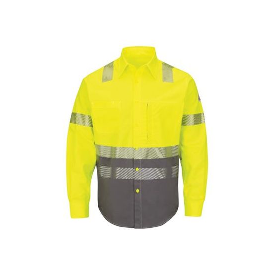 Bulwark SLB4HT Men's Tall Hi-Visibility Color Block Uniform Shirt - EXCEL FR® ComforTouch® - 7 oz.