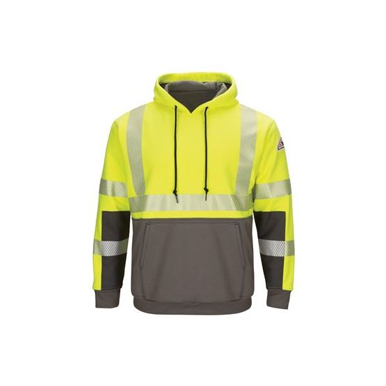 Bulwark SMB4T Men's Tall Hi-Visibility Color-Blocked Hooded Sweatshirt