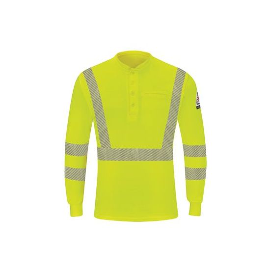 Bulwark SML4 Men's Hi-Visibility Lightweight Long Sleeve Henley