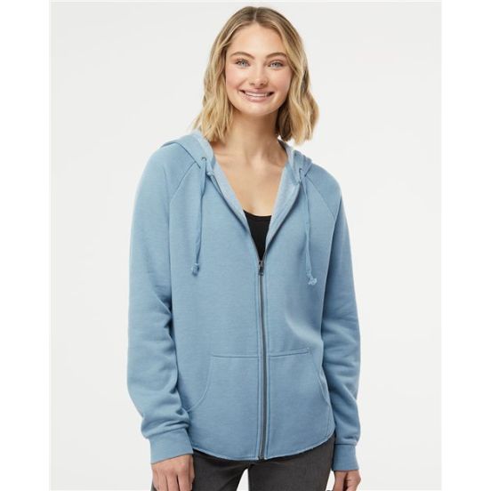 Independent Trading Co. PRM2500Z Women's California Wave Wash Full-Zip Hooded Sweatshirt