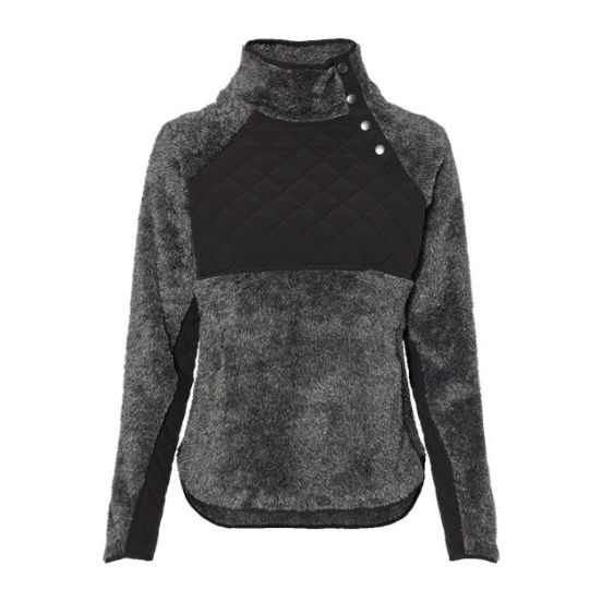 Boxercraft FZ06 Women's Quilted Fuzzy Fleece Snap PlacketPullover
