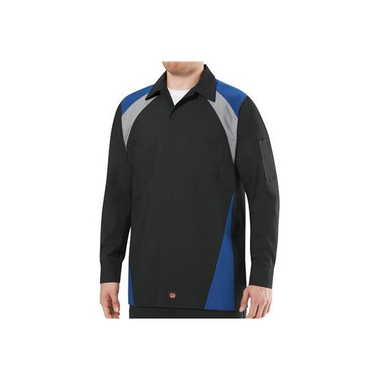 Red Kap SY18T Men's Tall Long Sleeve Tri-Color Shop Shirt
