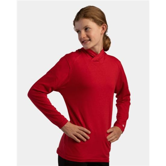 Badger 2905 Youth Tri-Blend Surplice Hooded Long Sleeve T-Shirt